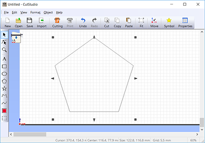 Drawn regular pentagon