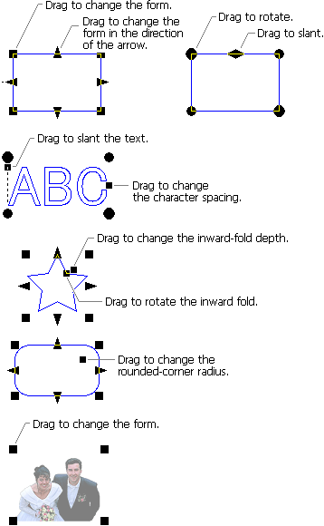 Changing an object's shape using shape handles