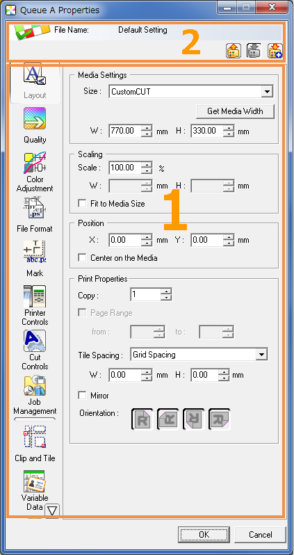 VersaWorks Settings for Integrated Print/Cut with a Take-Up Reel 